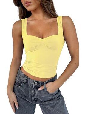 Women’s Pleated Bustier Crop Top Sleeveless Backless Sweetheart Neck Tank